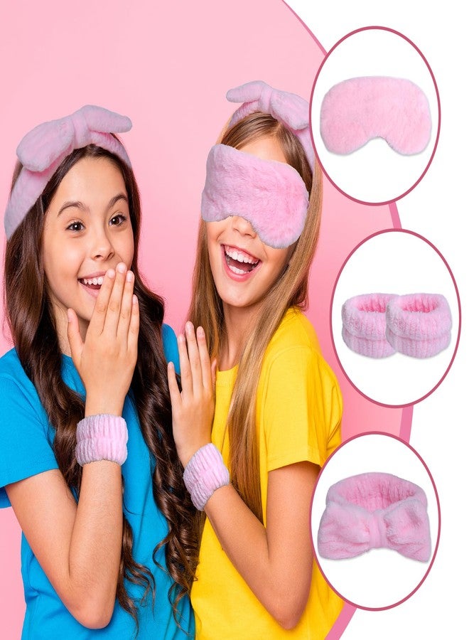 Gabrella 18 Pcs Sleepover Party Supplies for Girls, Sleepover Stuff Eye Mask Spa Headband Hair Scrunchie Tote Bag, Slumber Party Supplies for Women, Wash Cloths Hairbrush Sleeping Stuff Accessories (Pink) - Image 5